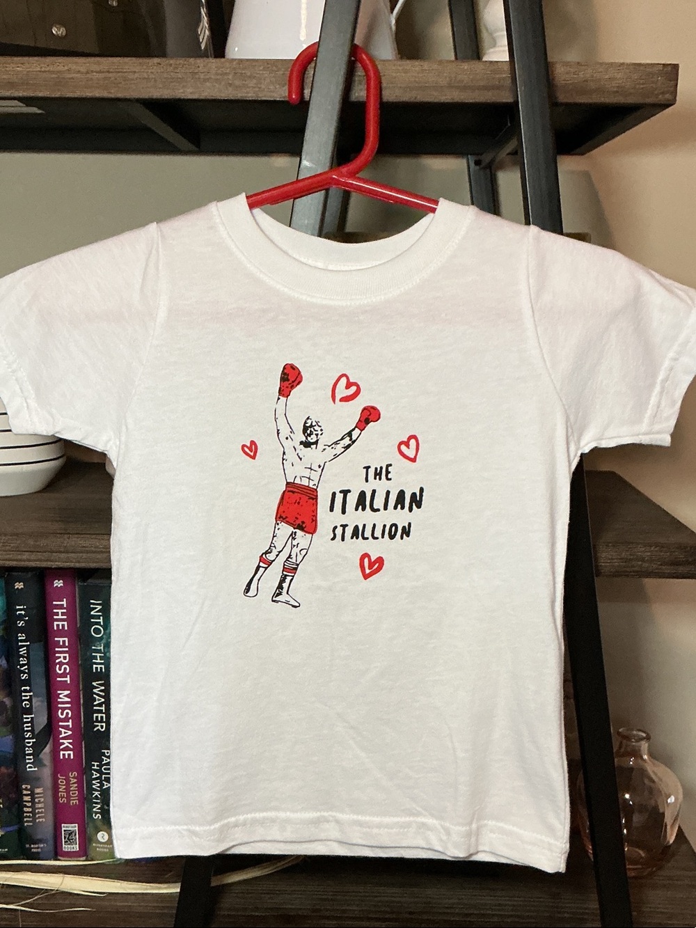 Kids' White 'The Italian Stallion' Graphic Tee with Red Accents Size 2